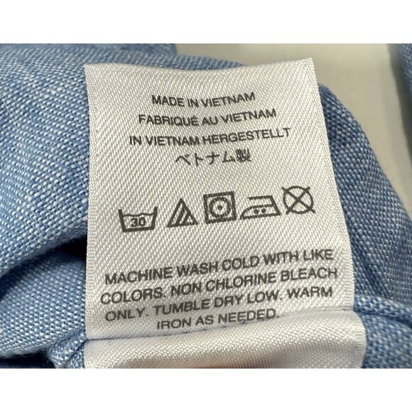 J Crew Mens Baird McNutt Irish Linen Shirt Sz XL Slim Chambray Blue Long Sleeve - Picture 11 of 14